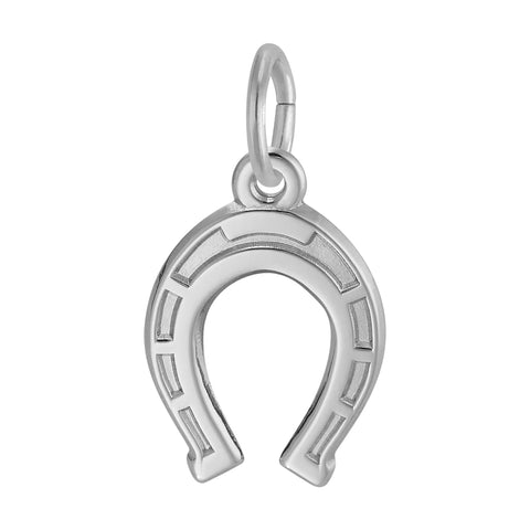 Horseshoe Charm In 14K White Gold