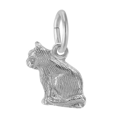 Cat Charm In 14K White Gold