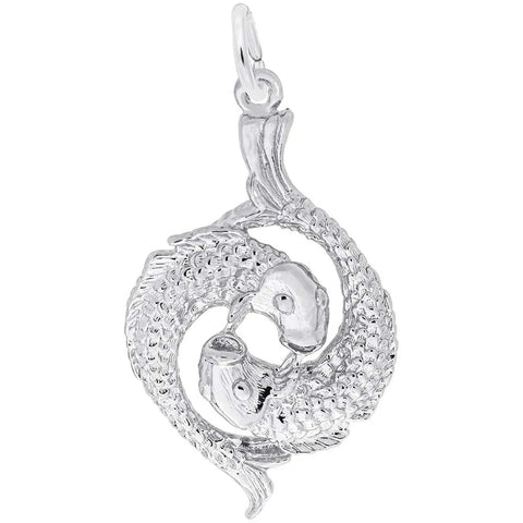 Pisces Pendant Charm In 14K White Gold