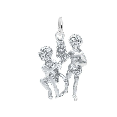 Gemini Pendant Charm In 14K White Gold