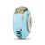 Blue Hand Painted Wisdom Owl Glass Charm Bead in Sterling Silver