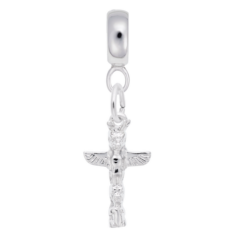 Totem Pole Charm Dangle Bead In Sterling Silver