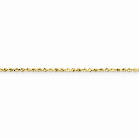 14K Yellow Gold Diamond-Cut Rope Chain Anklet