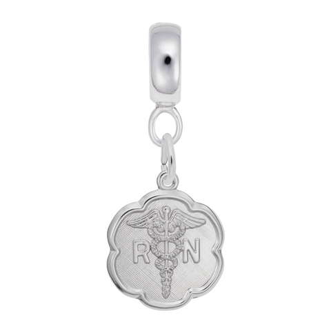 Registered Nurse Charm Dangle Bead In Sterling Silver