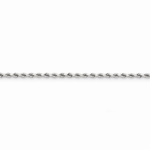 14K White Gold Diamond-Cut Rope Chain Anklet