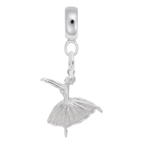 Ballet Dancer Charm Dangle Bead In Sterling Silver