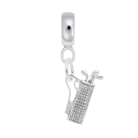 Golf Bag Charm Dangle Bead In Sterling Silver