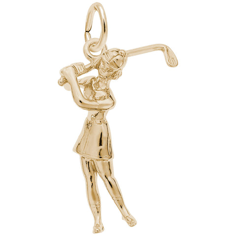 Golfer, Female Charm In Yellow Gold