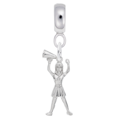 Cheerleader Charm Dangle Bead In Sterling Silver