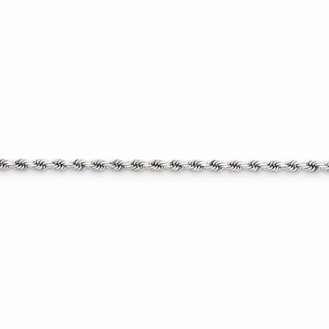 14K White Gold Diamond-Cut Rope Chain Bracelet