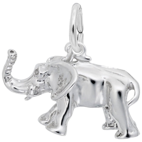 Elephant Charm In 14K White Gold