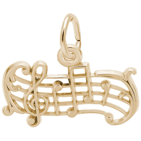 Music Staff Charm In Yellow Gold