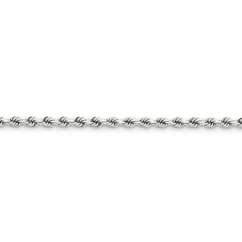 14K White Gold Diamond-Cut Rope Chain Bracelet