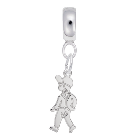 Boy Charm Dangle Bead In Sterling Silver