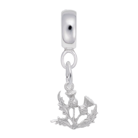 Thistle Charm Dangle Bead In Sterling Silver