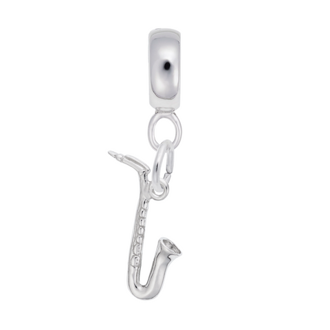 Saxophone Charm Dangle Bead In Sterling Silver