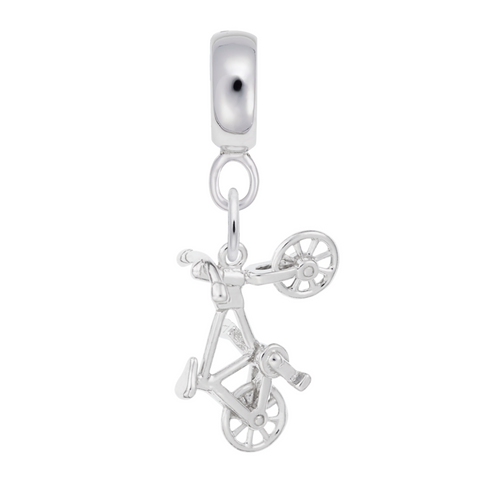 Bicycle Charm Dangle Bead In Sterling Silver