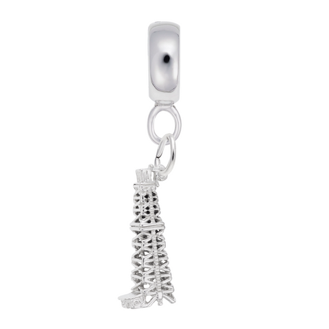 Oil Well Charm Dangle Bead In Sterling Silver