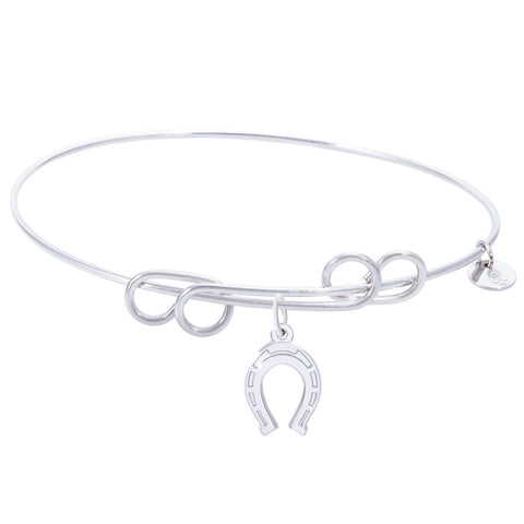 Sterling Silver Carefree Bangle Bracelet With Horseshoe Charm