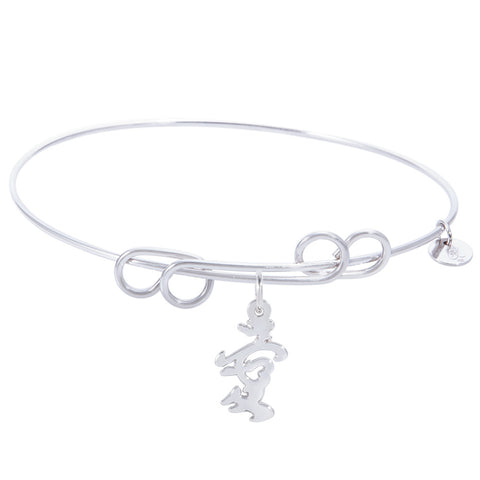 Sterling Silver Carefree Bangle Bracelet With Love Symbol Charm