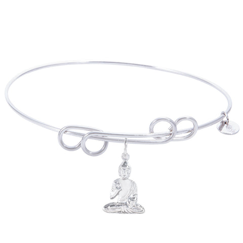 Sterling Silver Carefree Bangle Bracelet With Buddha Charm