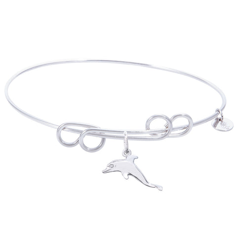 Sterling Silver Carefree Bangle Bracelet With Dolphin Charm