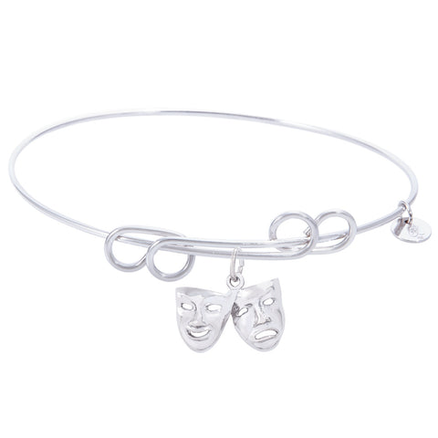 Sterling Silver Carefree Bangle Bracelet With Comedy And Tragedy Charm
