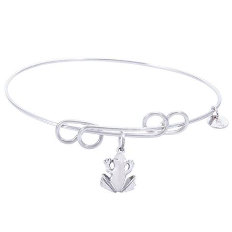 Sterling Silver Carefree Bangle Bracelet With Frog Charm