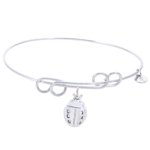 Sterling Silver Carefree Bangle Bracelet With Ladybug Charm