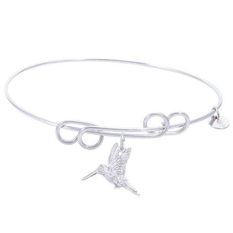 Sterling Silver Carefree Bangle Bracelet With Hummingbird Charm