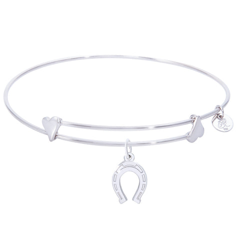 Sterling Silver Sweet Bangle Bracelet With Horseshoe Charm