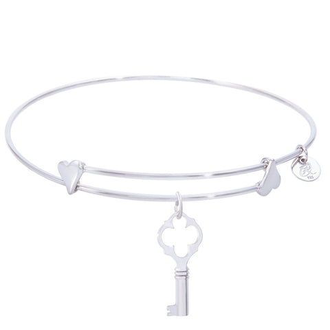 Sterling Silver Sweet Bangle Bracelet With Key Charm