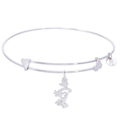 Sterling Silver Sweet Bangle Bracelet With Love Symbol Charm