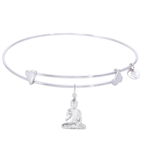 Sterling Silver Sweet Bangle Bracelet With Buddha Charm