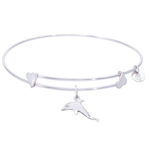 Sterling Silver Sweet Bangle Bracelet With Dolphin Charm