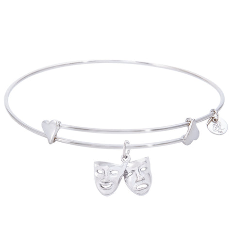 Sterling Silver Sweet Bangle Bracelet With Comedy And Tragedy Charm