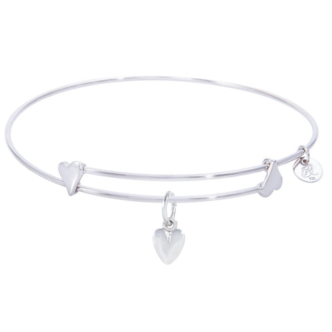 Sterling Silver Sweet Bangle Bracelet With Heart Charm