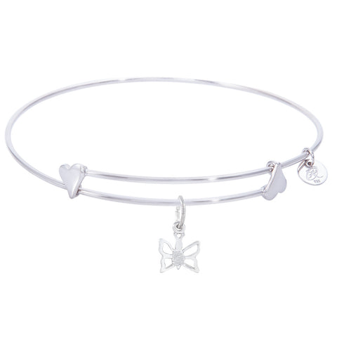 Sterling Silver Sweet Bangle Bracelet With Butterfly Charm