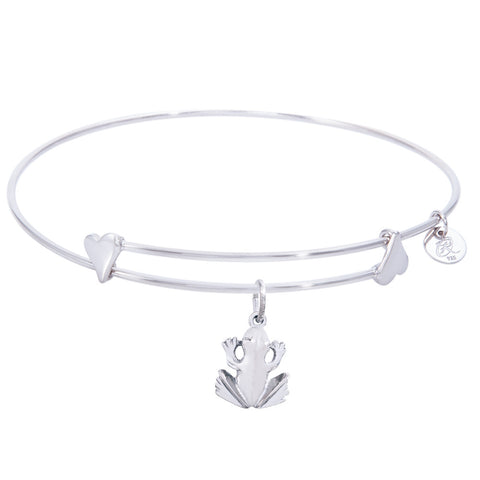 Sterling Silver Sweet Bangle Bracelet With Frog Charm