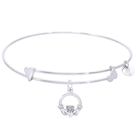 Sterling Silver Sweet Bangle Bracelet With Claddagh Charm