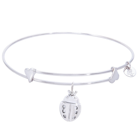 Sterling Silver Sweet Bangle Bracelet With Ladybug Charm