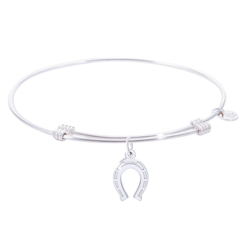 Sterling Silver Tranquil Bangle Bracelet With Horseshoe Charm