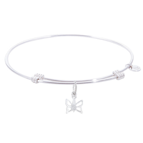 Sterling Silver Tranquil Bangle Bracelet With Butterfly Charm