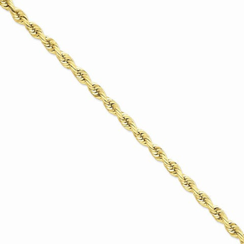 14K Yellow Gold Diamond-Cut Rope Chain Anklet