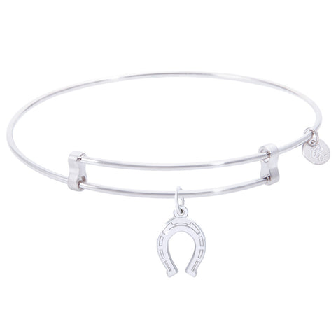 Sterling Silver Confident Bangle Bracelet With Horseshoe Charm