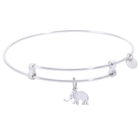 Sterling Silver Confident Bangle Bracelet With Elephant Charm