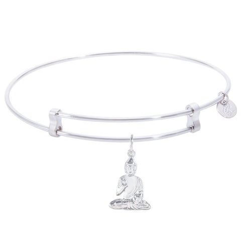 Sterling Silver Confident Bangle Bracelet With Buddha Charm