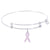 Sterling Silver Confident Bangle Bracelet With Breast Cancer Ribbon Charm