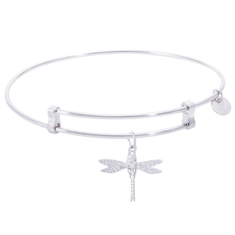 Sterling Silver Confident Bangle Bracelet With Dragonfly Charm