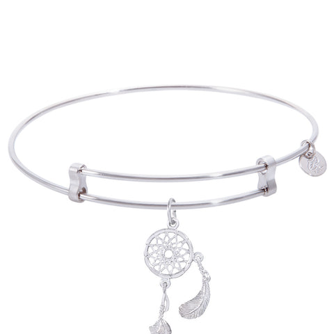 Sterling Silver Confident Bangle Bracelet With Dreamcatcher Charm